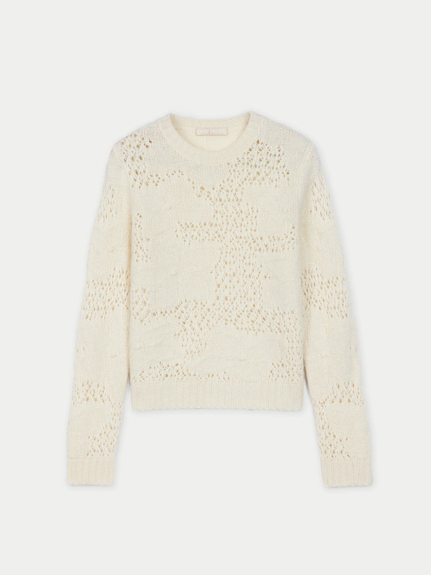 GOBI Mongolian Cashmere Floral pattern Ajour-Knit Cashmere Sweater ...