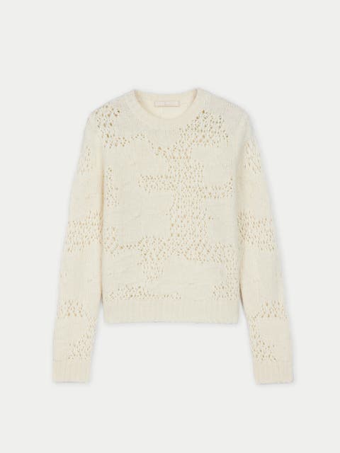 Floral pattern Ajour-Knit Cashmere Sweater