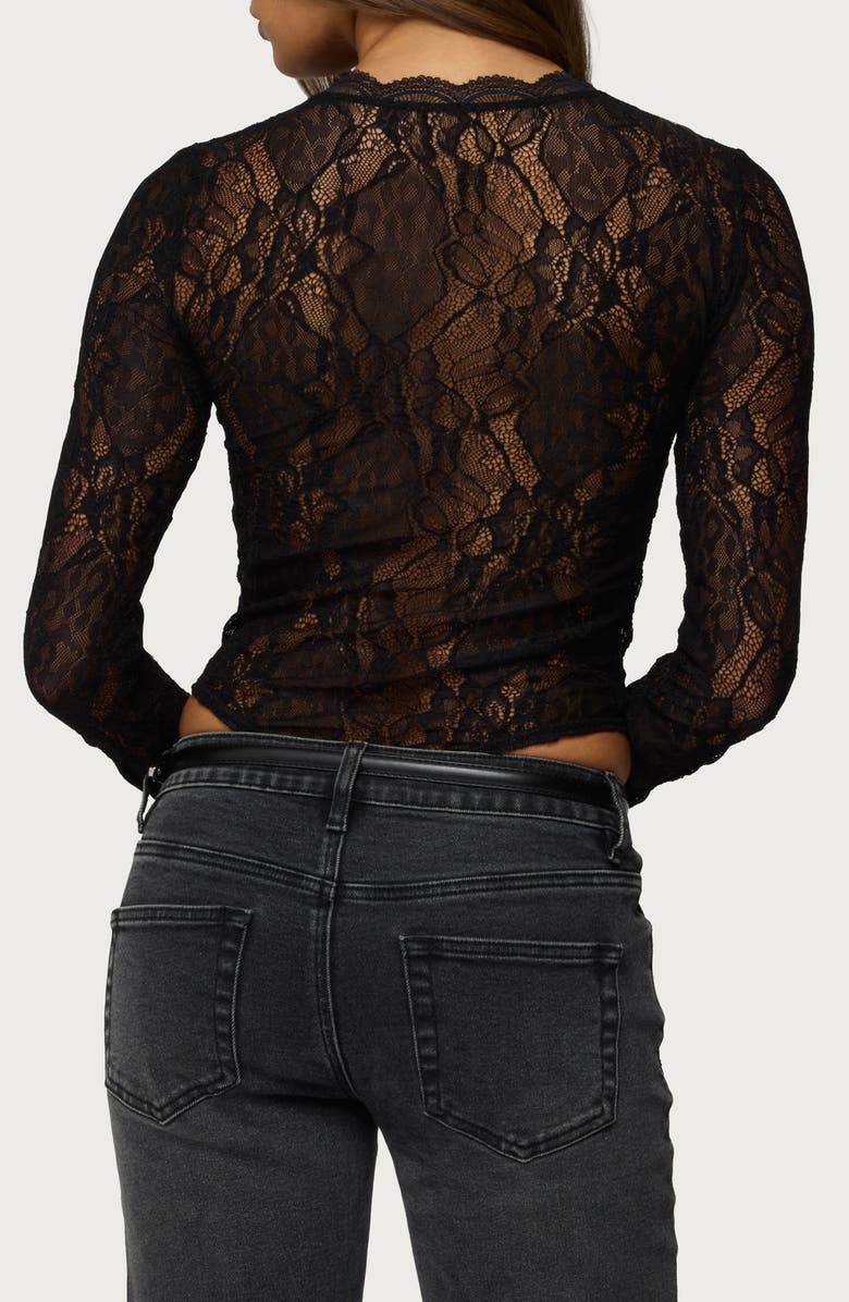 EDIKTED Rosalinda Lace Sheer Bodysuit, Alternate, color, 