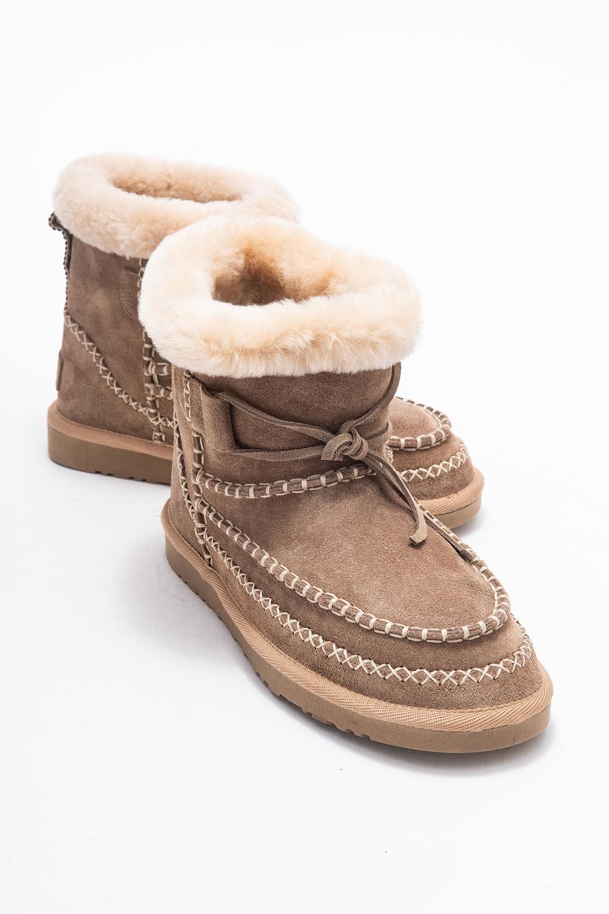 Jorel Leather Fur Lined Ankle Boot, Alternate, color, Cognac Suede Leather