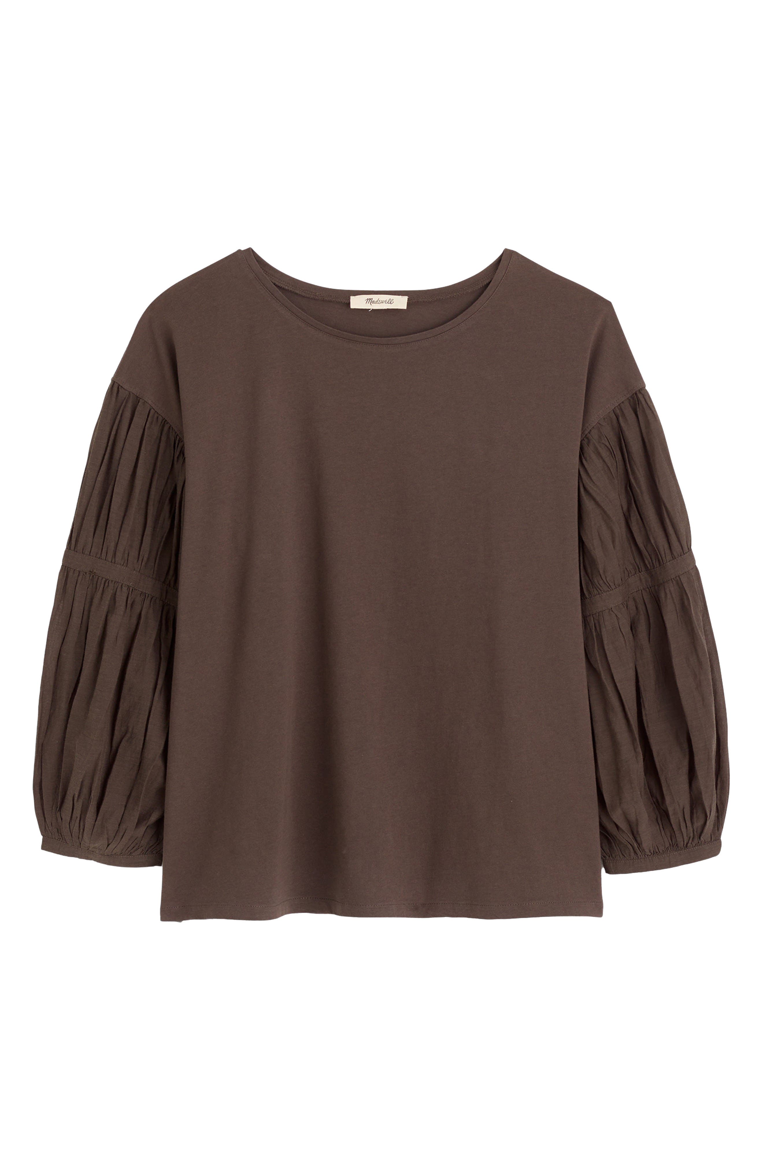 Madewell Puff Sleeve Drop Shoulder Knit Top