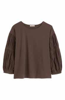 Madewell Puff Sleeve Drop Shoulder Knit Top