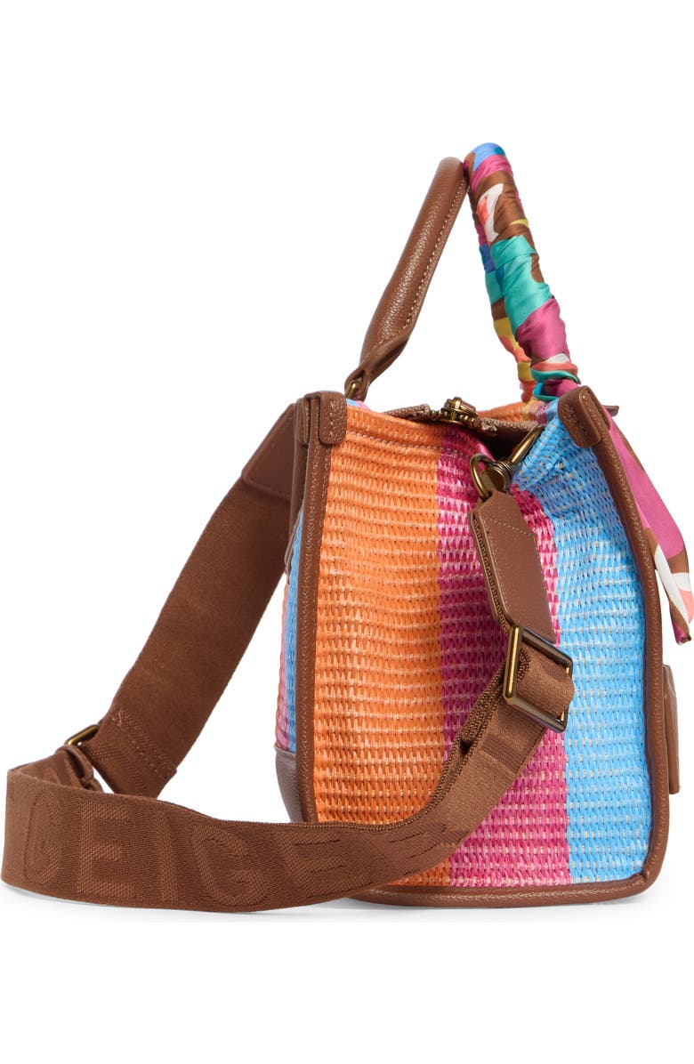 Kurt Geiger London Small Chiswick Raffia Tote, Alternate, color, Brown/ Rainbow