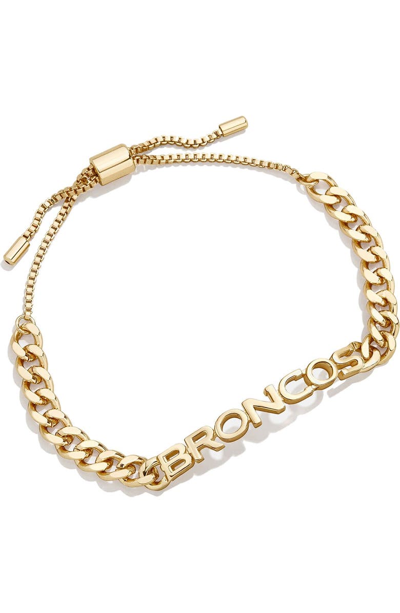 BaubleBar Gold Denver Broncos Chain Bracelet, Main, color, 