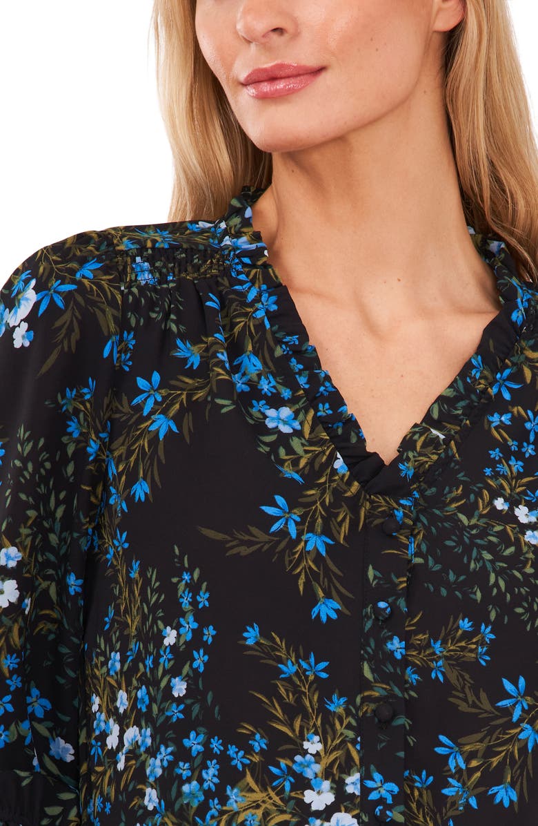CeCe Floral Print Button Front Blouse, Alternate, color, 