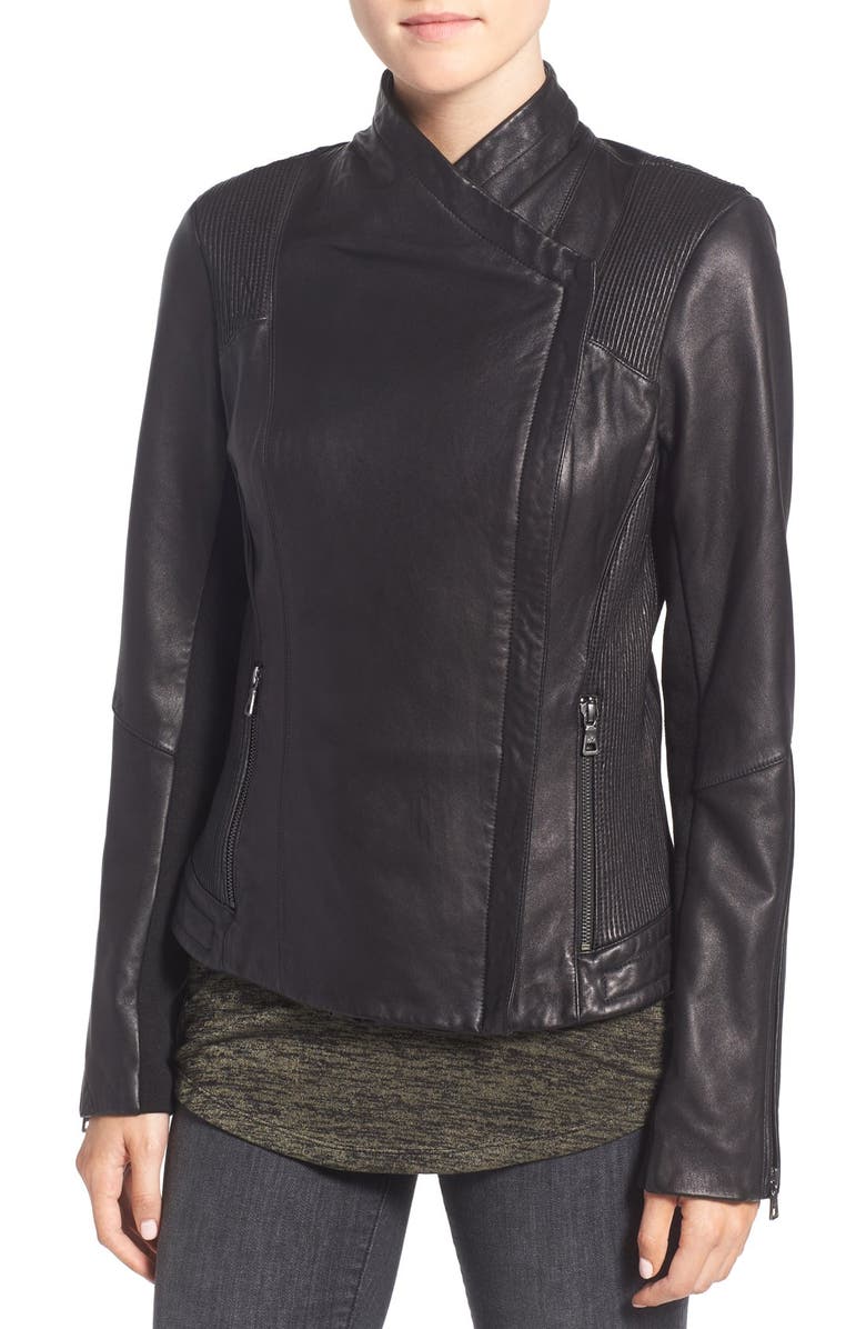 Sam Edelman Pintucked Leather Jacket, Alternate, color,