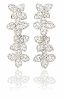 SUZY LEVIAN Sterling Silver Pavé Cubic Zirconia Floral Drop Earrings