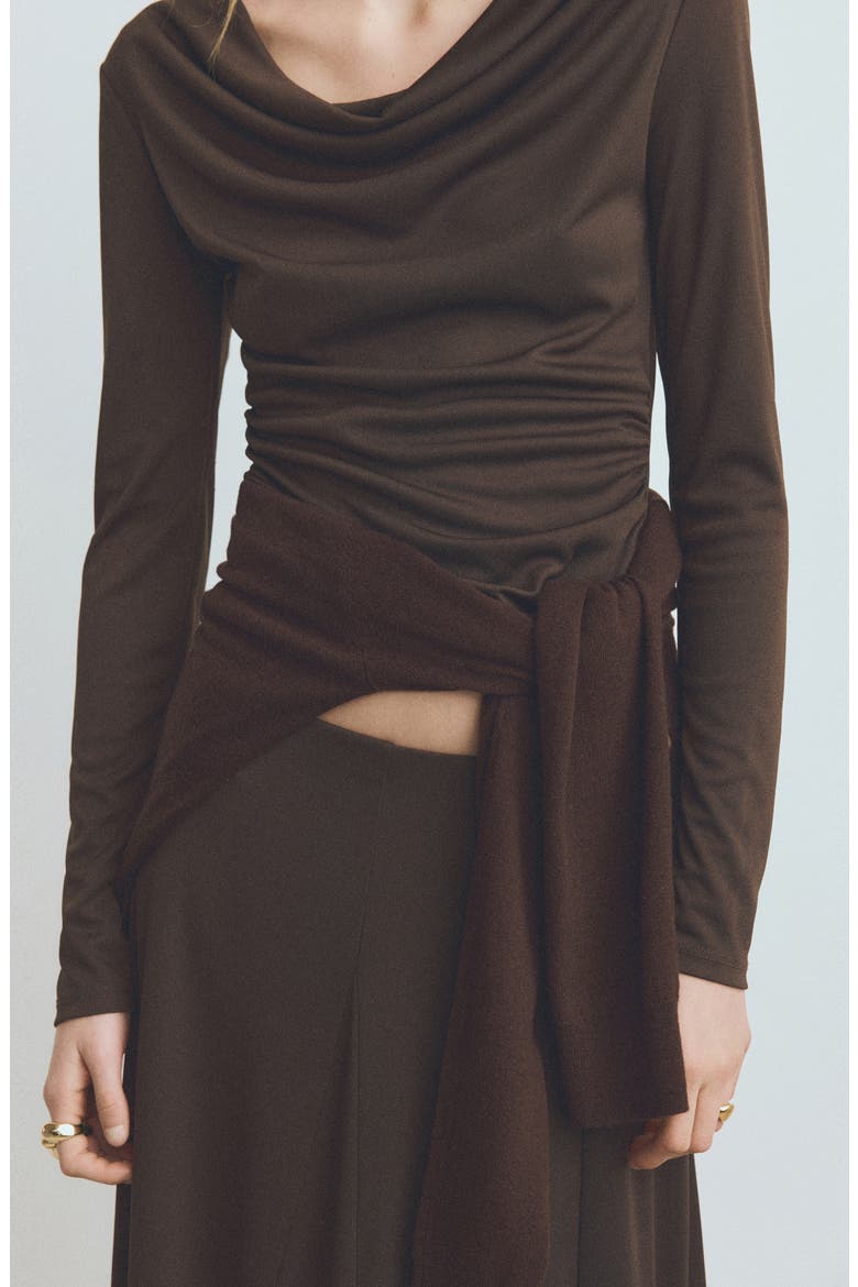 Odette Cowl Neck Top, Alternate, color, BROWN