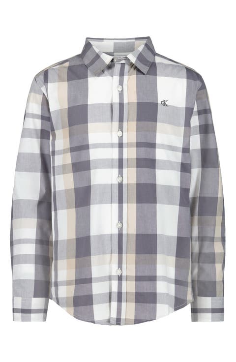Kids' Plaid Long Sleeve Button-Up Shirt (Big Kid)