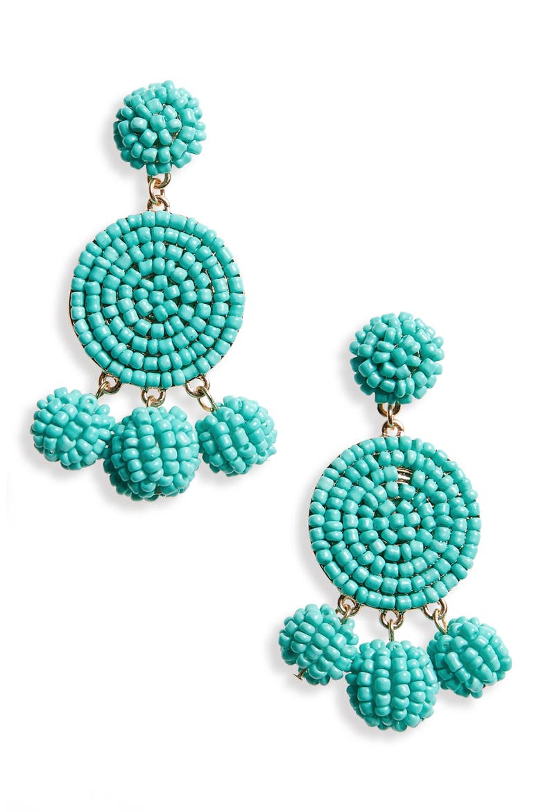 Circle Drop Earrings, Main, color, TURQUOISE