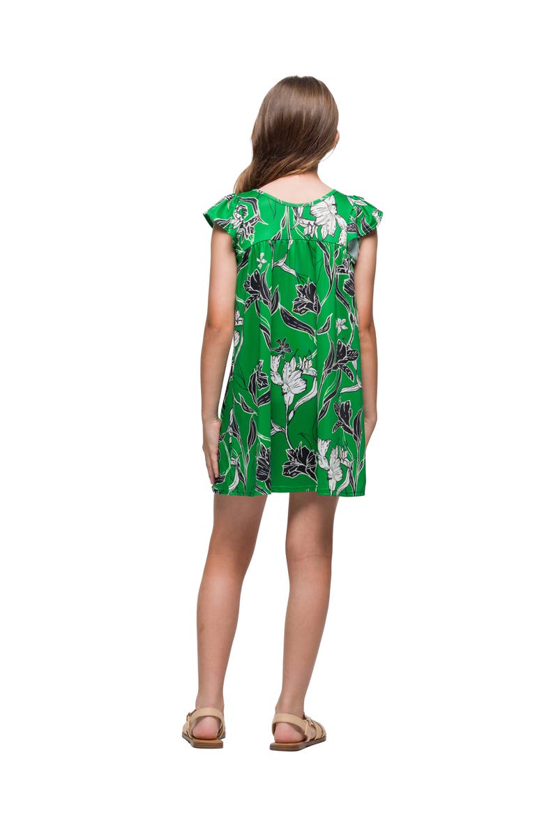 Green Floral Print Cap Sleeve Babydoll Dress, Alternate, color, Green Multi