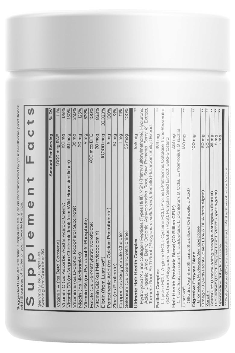 Hair Vitamins Platinum, Lustriva, AstraGin Supplement, Alternate, color, White