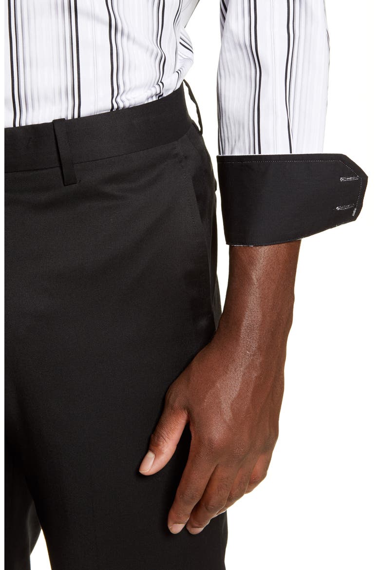Trim Fit Stripe Dress Shirt, Alternate, color, WHITE