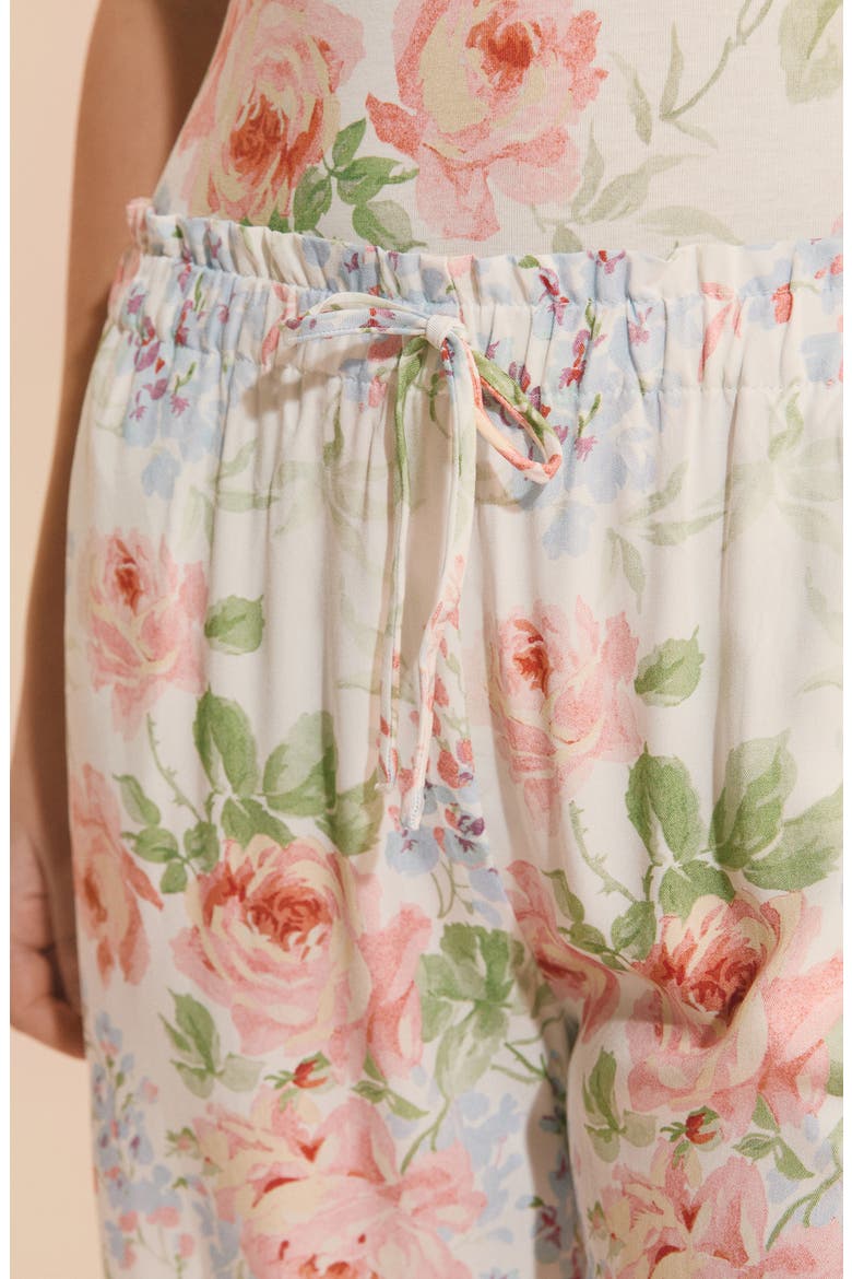 Orchidee Floral Wide Leg Pajama Pants, Alternate, color, ECRU