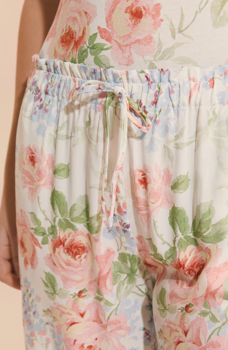 Etam Orchidee Floral Wide Leg Pajama Pants, Alternate, color, Ecru