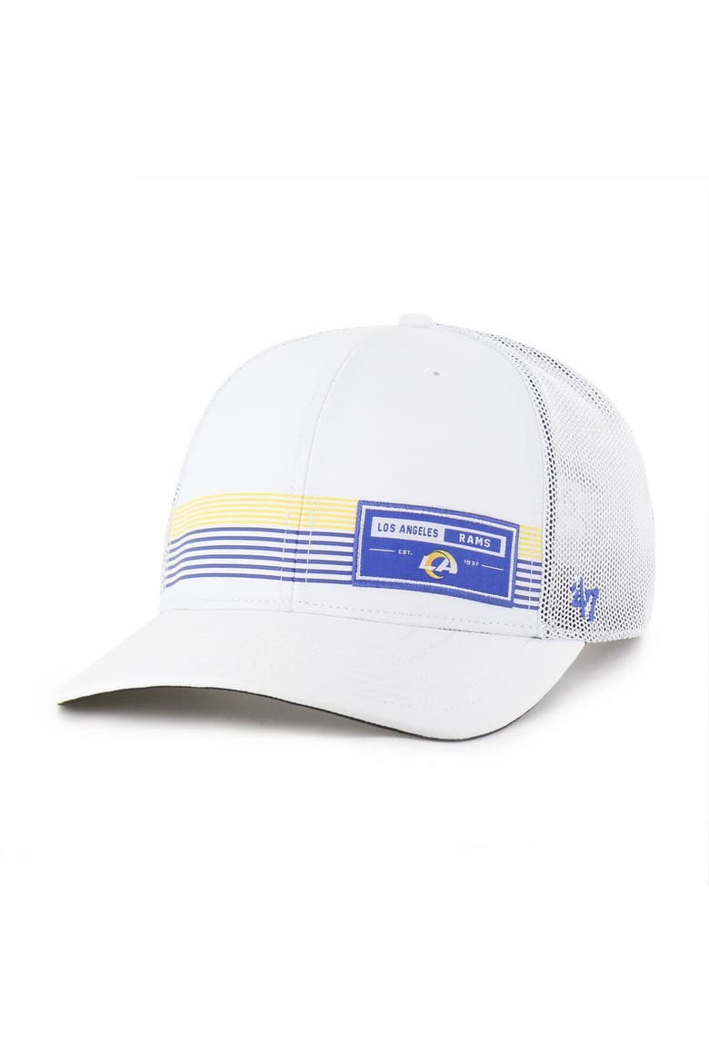 Men's '47 White Los Angeles Rams Rangefinder Trucker Adjustable Hat, Main, color, White