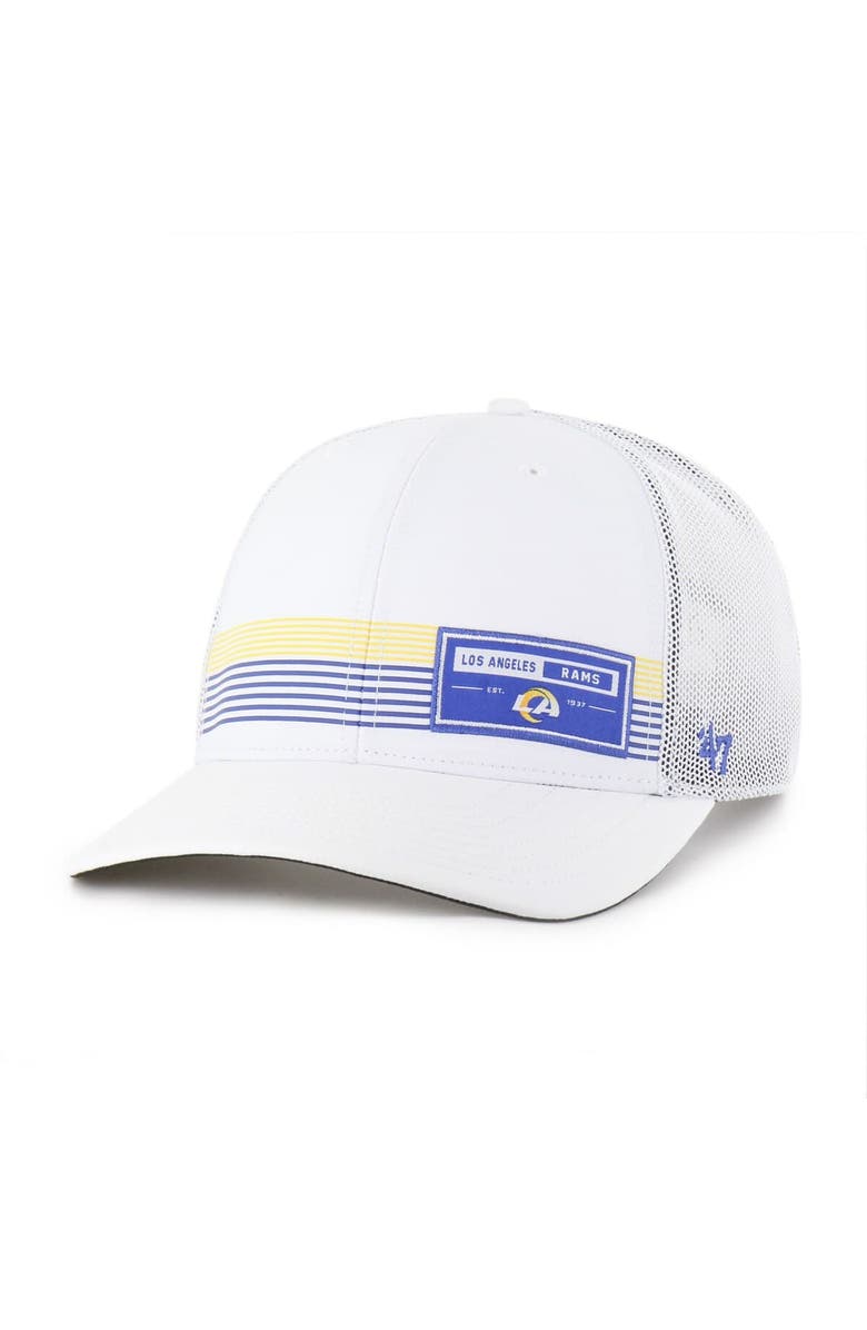 '47 Men's '47 White Los Angeles Rams Rangefinder Trucker Adjustable Hat, Main, color, White