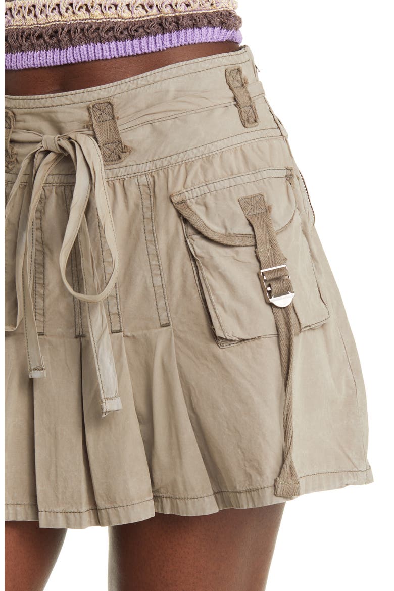 Pleated Cotton Cargo Skirt, Alternate, color, KHAKI