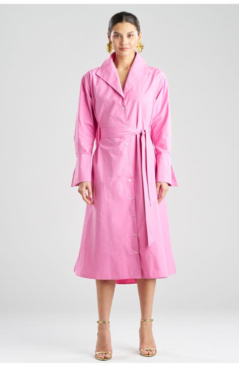 Tech Cotton Taffeta Tunnel Belt Trapeze Dress