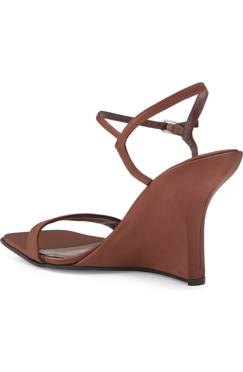 Jeffrey Campbell Kassandra Satin Ankle Strap Wedge Sandal, Alternate, color, Brown Satin