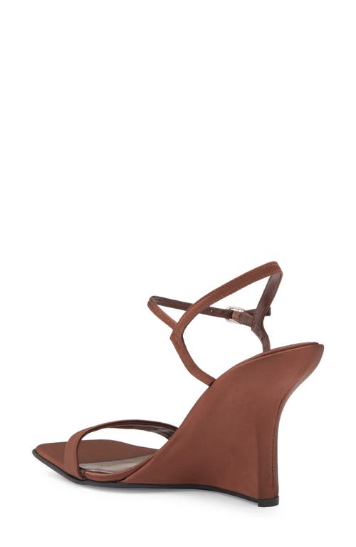 Jeffrey Campbell Kassandra Satin Ankle Strap Wedge Sandal In Brown Satin