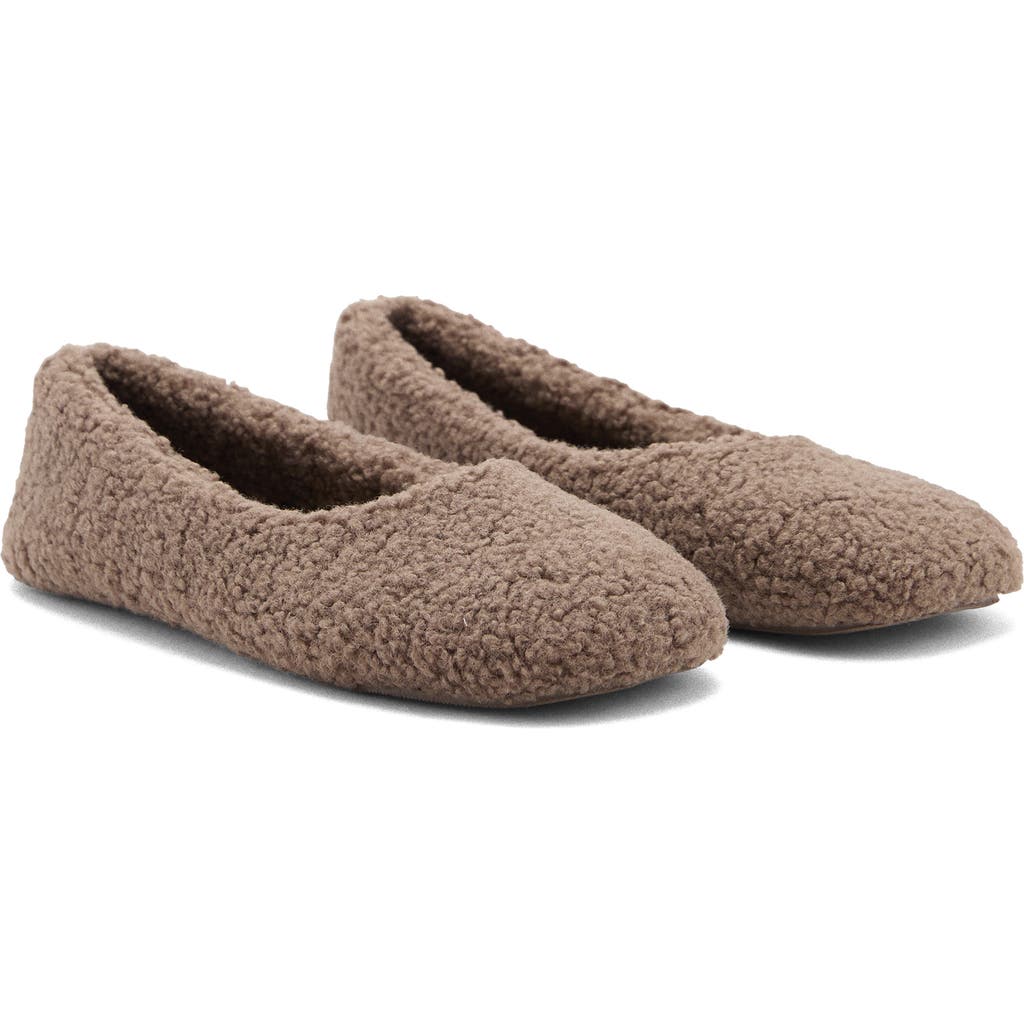 Mango Faux Shearling Ballet Flat In Brown