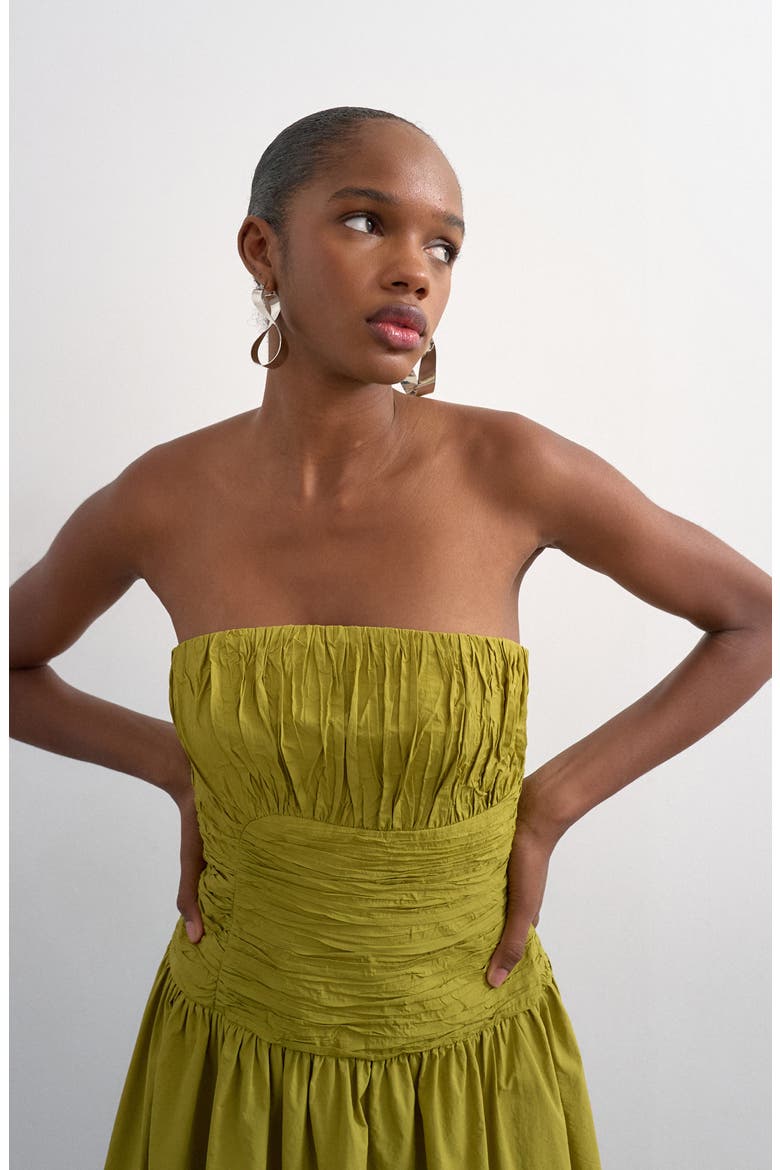 Premium Strapless Bubble Hem Dress, Alternate, color, MGREEN