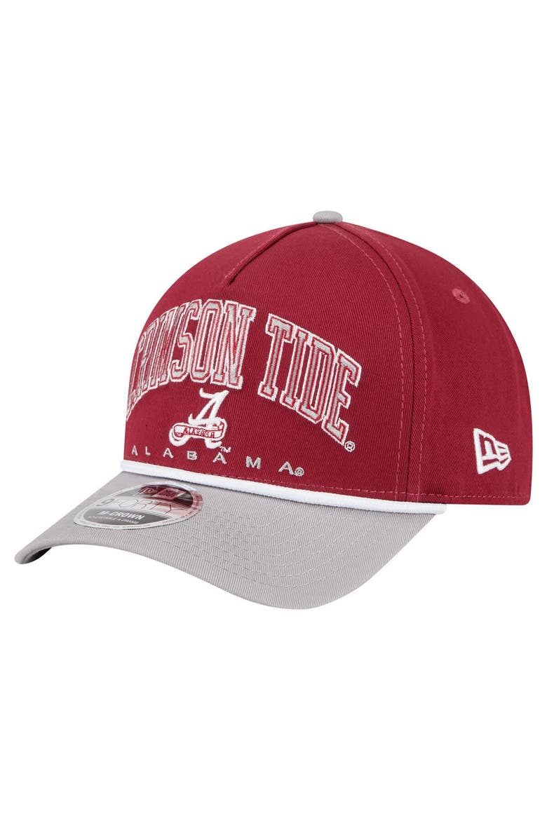 Men's New Era Crimson/Gray Alabama Crimson Tide Arch Two-Tone Rope 9FORTY A-Frame M-Crown Adjustable Hat, Main, color, Crimson