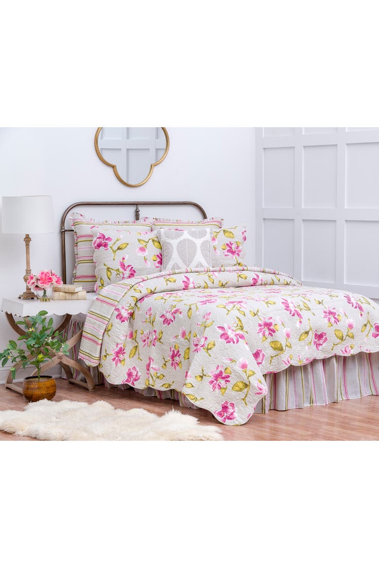 Liliann Cotton Quilt Set  - Reversible and Machine Washable, Main, color, Purple