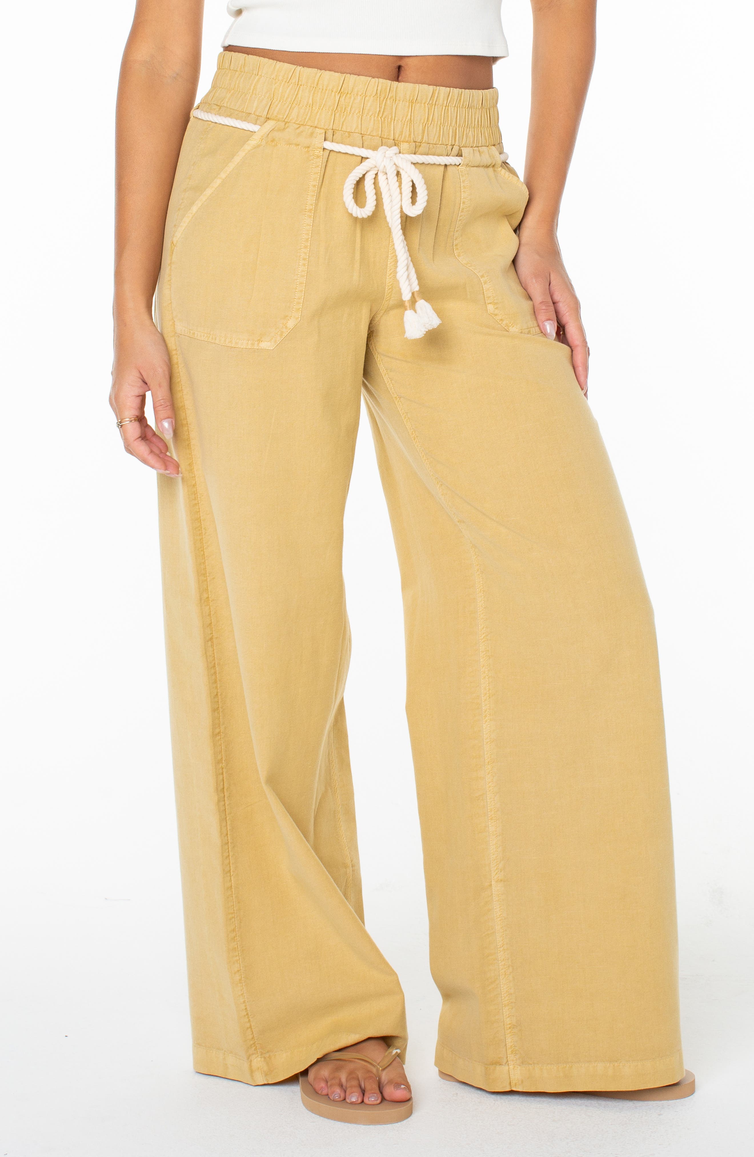 Paddle On Drawstring Cotton & Linen Pants - image 3