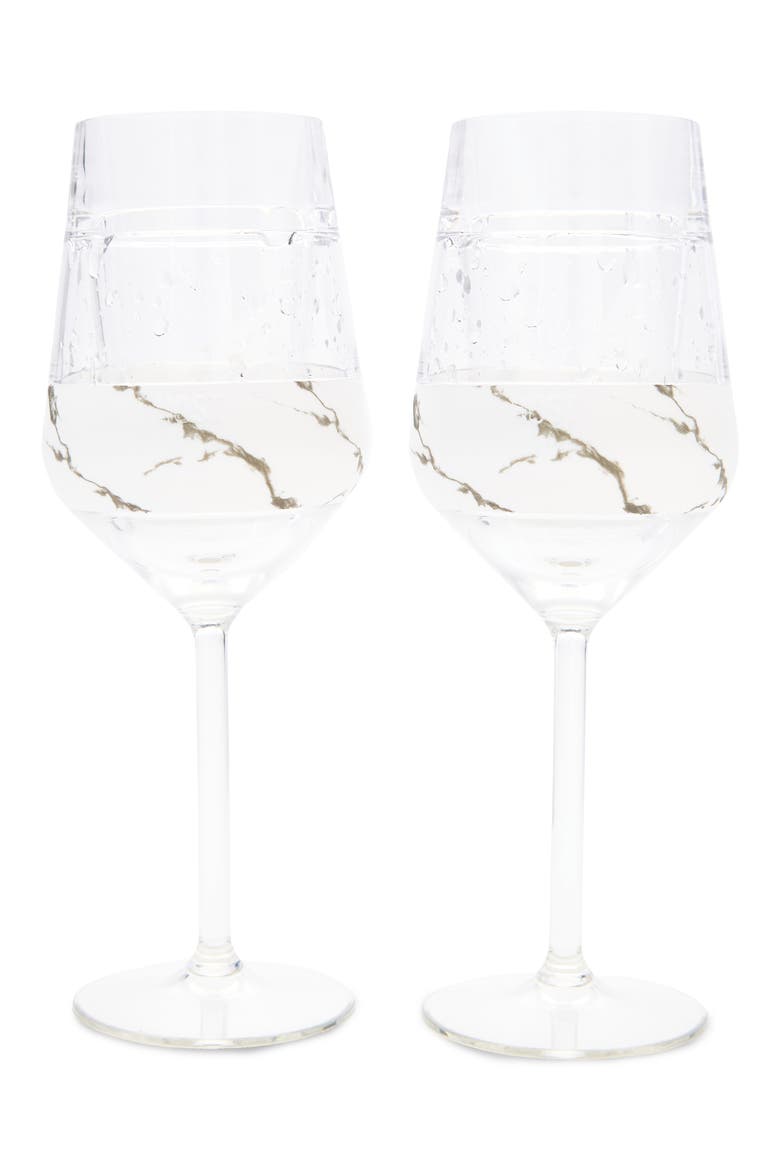 Stemmed Wine FREEZE Cooling Cup Set of 2, Main, color, MARBLE