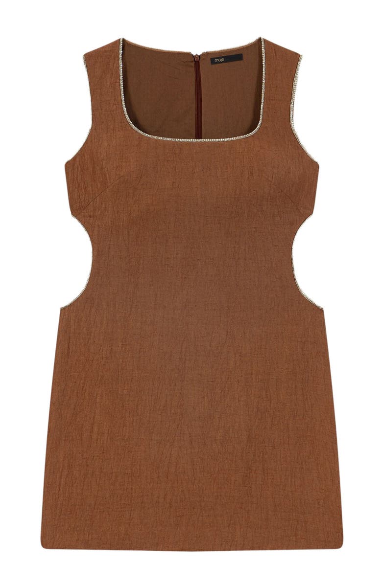 maje Short linen-blend dress, Alternate, color, Brown