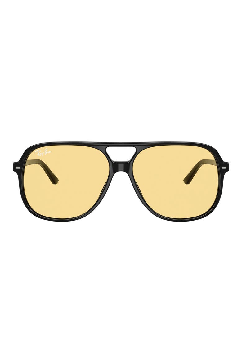 Bill 60mm Square Sunglasses, Main, color, BLACK / YELLOW
