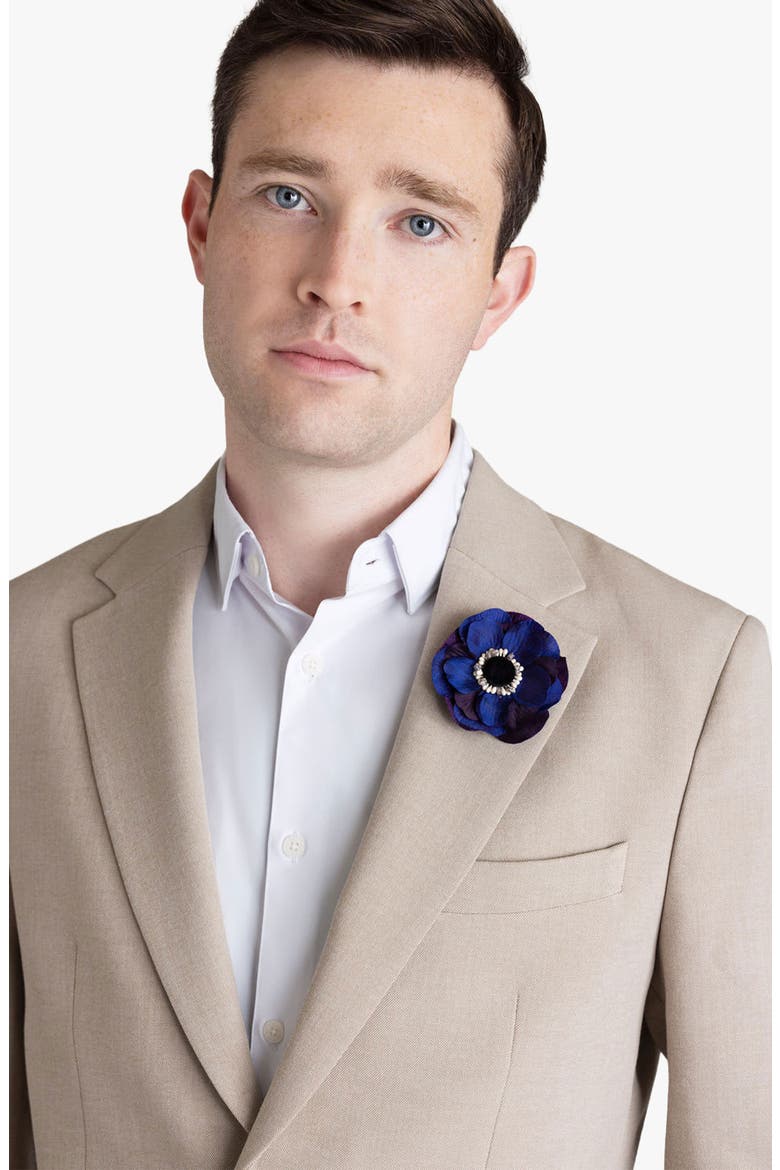 The Indigo Anemone Floral Brooch, Alternate, color, Indigo