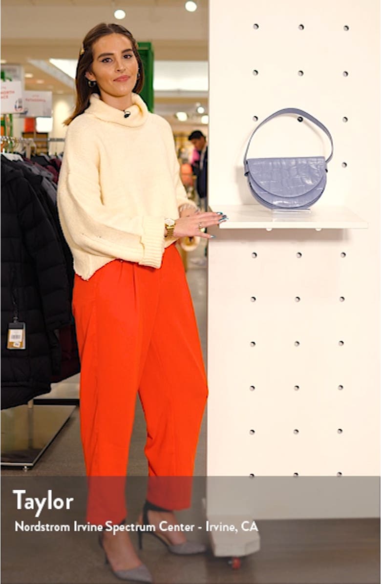 Amal Croc Embossed Leather Shoulder Bag, sales video thumbnail