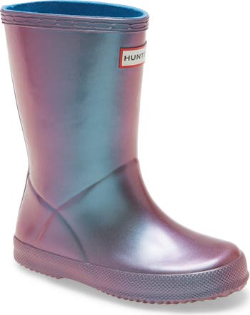 Hunter Boots Girls selling Rain Pink Metallic Classic Nebula 11