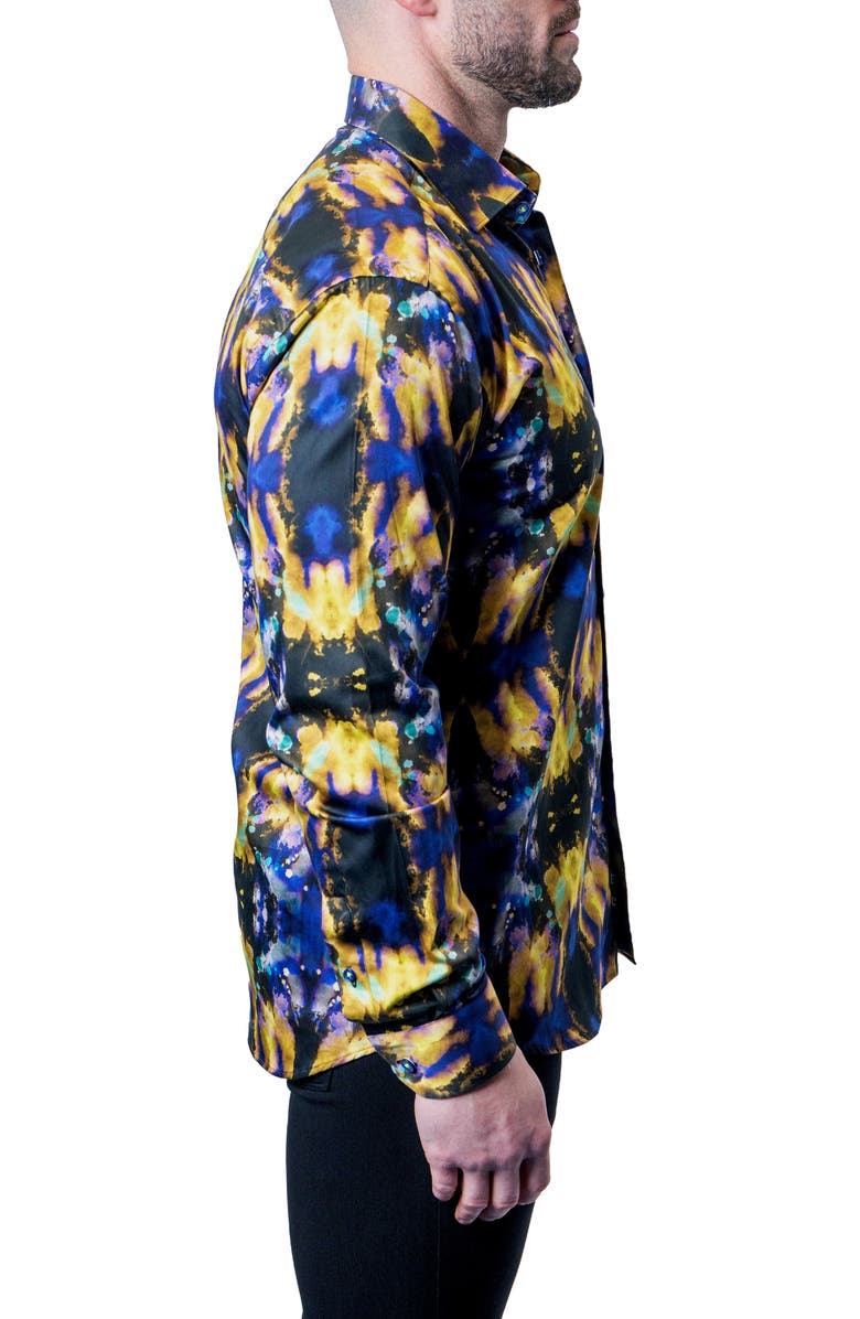 Maceoo Fibonacci Tie Dye Trip Button-Up Shirt, Alternate, color, 