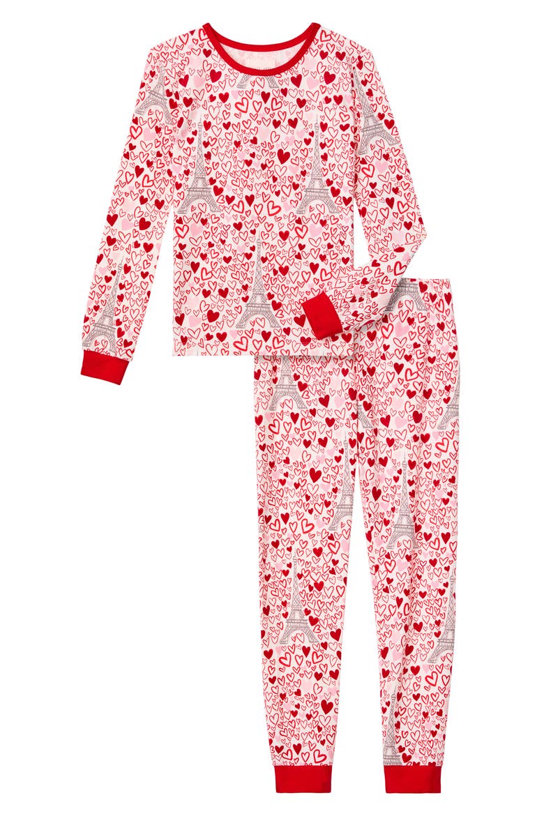 Kids' Fitted Cotton Two-Piece Pajamas, Main, color, PARIS JE TAIME