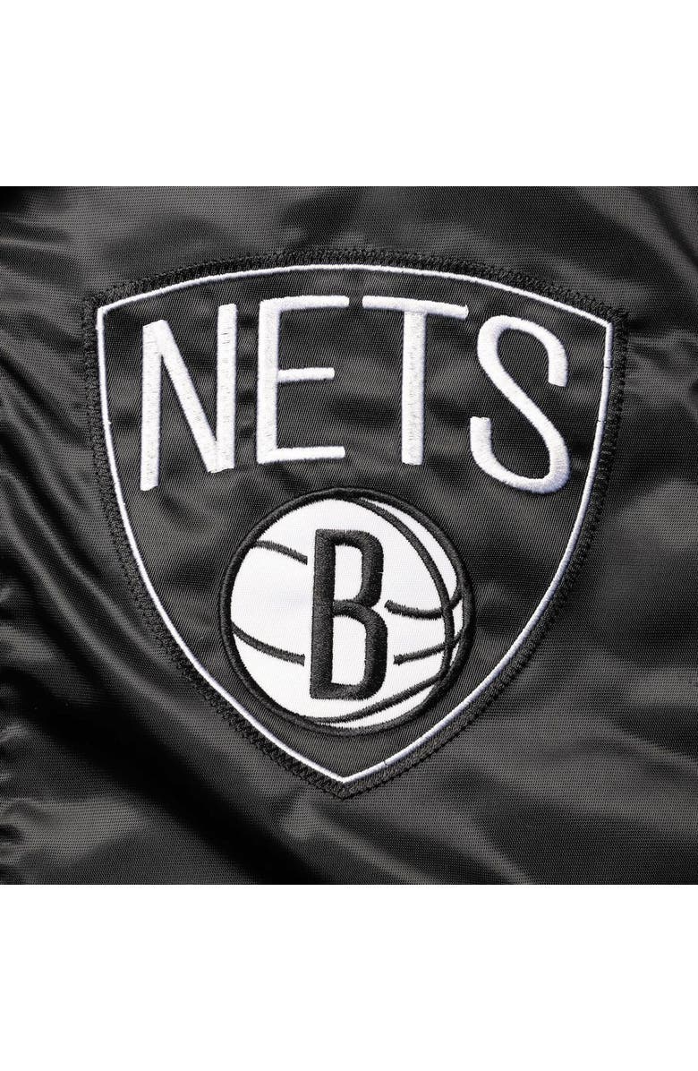 STARTER Men's Starter Black Brooklyn Nets The Captain II Full-Zip Varsity Jacket, Alternate, color, 