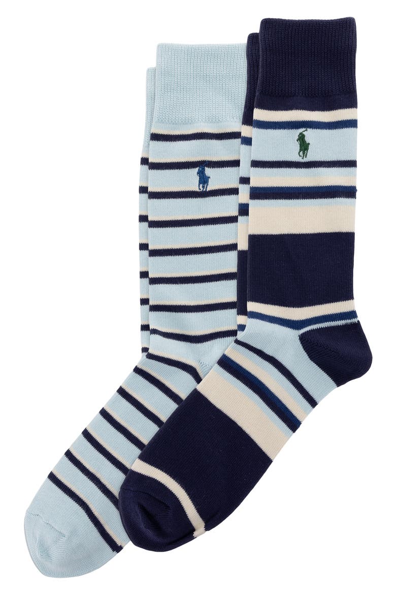 Shirting Pattern Assorted 2-Pack Crew Socks, Main, color, NAVY