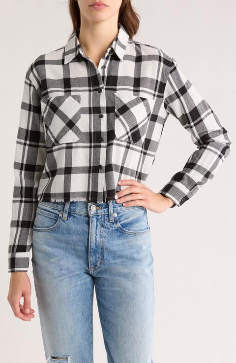 Tia Plaid Crop Button-Up Shirt