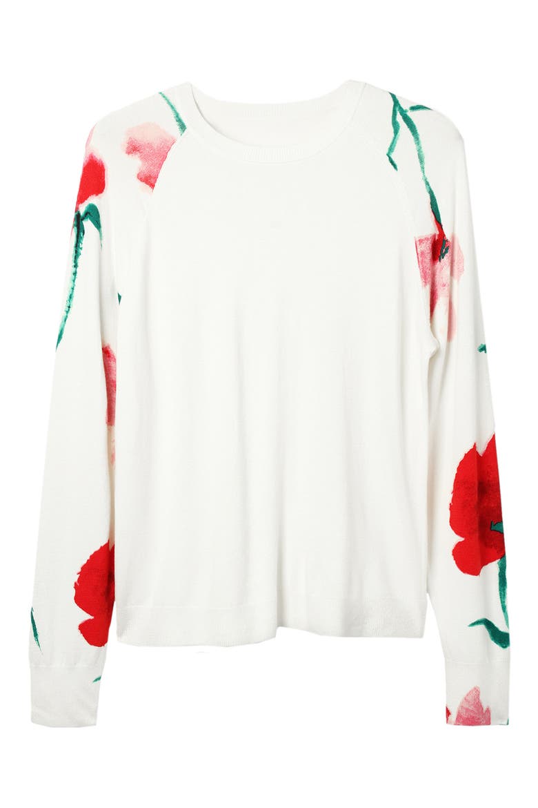 Watercolor Floral Pullover, Alternate, color, WHITE