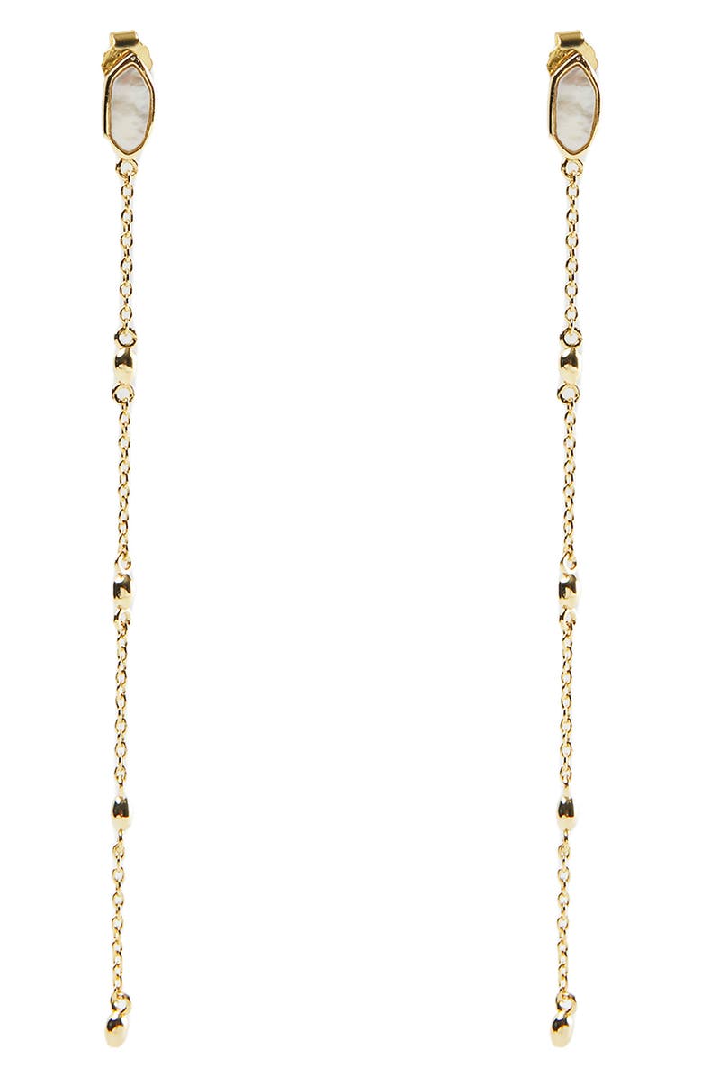 Argento Vivo Sterling Silver Mother-of-Pearl Station Chain Linear Drop Earrings, Main, color, Gold