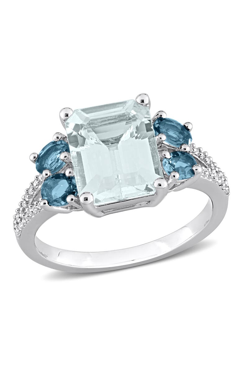 Julianna B. Aquamarine, Topaz & Diamond Ring Silver, Main, color, Aquamarine