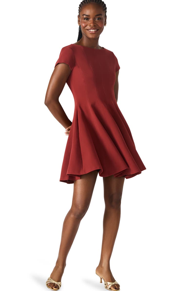 Steve Madden Nili Fit & Flare Minidress, Alternate, color, Russet Brown