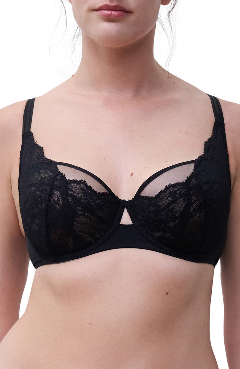 CHANTELLE PULP Unlined Underwire Demi Bra, Main, color, Black