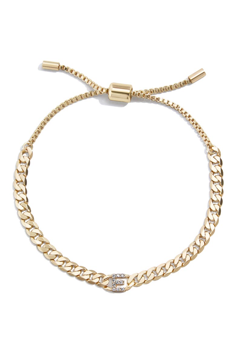Crystal Pavé Initial Slider Bracelet, Main, color, GOLD-E