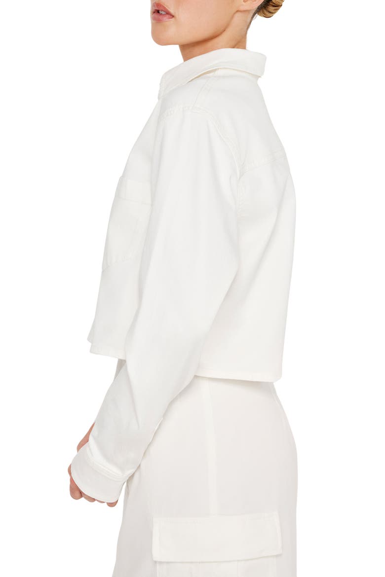 Crop Stretch Cotton Button-Up Shirt, Alternate, color, CLOUD WHITE