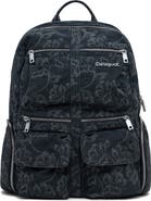 Desigual Large Embroidered Denim Backpack