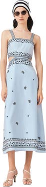 maje Embroidered linen blend maxi dress